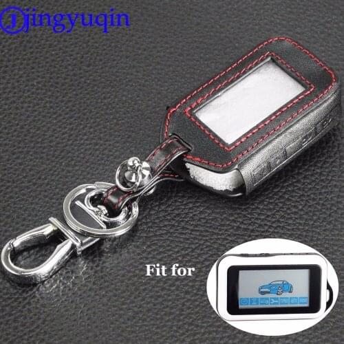 Jingyuqin 5PS Remote Leather Key Cover Case Key Chain For Starline E60 E61 E62 E90 E91 2 Way Car Alarm System Remote Control Fob