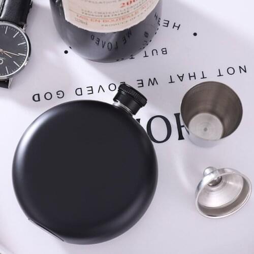 Stainless Steel 5oz Round Hip Flask Personality Creative 304 Stainless Steel Outdoor Portable Water Bottle Mini Red Wine Cup