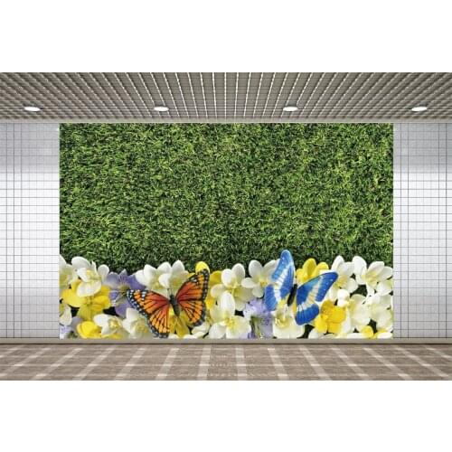 Lyavshi Flower Plant Backdrop Phalaenopsis Butterfly and Grass Photography Backgrounds Family Party Decor Photo Studio Props