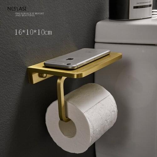 Nordic Golden Light Luxury Aluminum Home Bathroom Accessories Roll Holder Mobile Phone Paper Towel Holder Toilet Paper Holder
