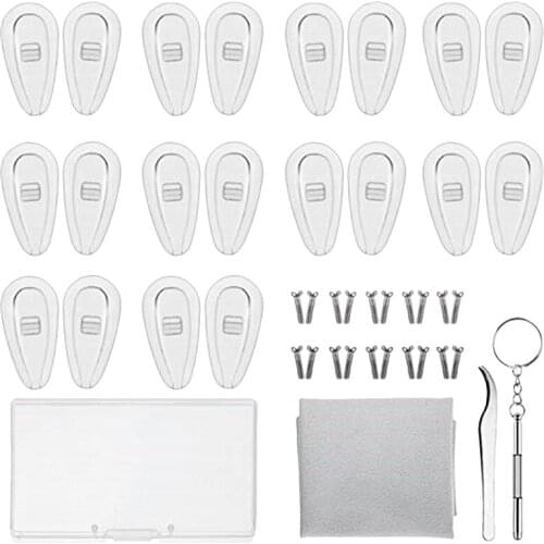 Eyeglass Nose Pads, 15mm Anti-Slip Soft Silicone Air Chamber Eyeglass Nose Pads, Glasses Repair Kit 10Pairs