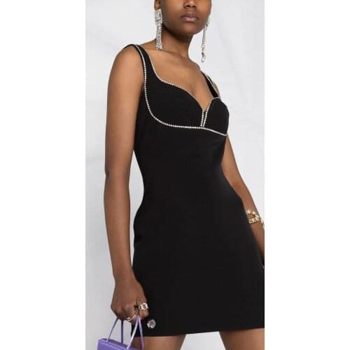 2021 New Fashion Women Designer Black Sleeveless Mini Bodycon Bandage Elegant Party Dress Vestidos