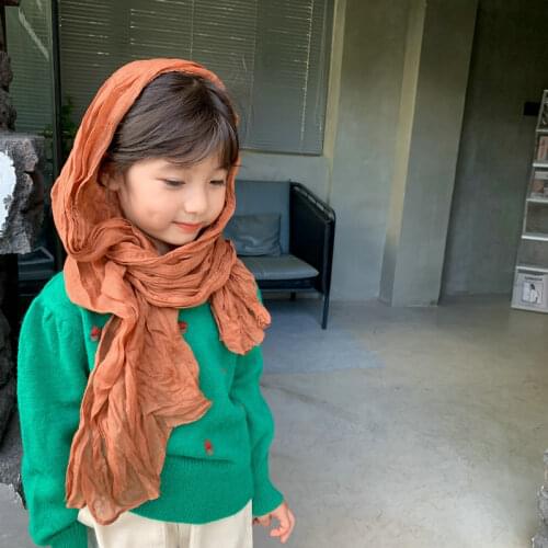 Autumn Winter Cotton Linen Solid Kids Scarf Korean Soft Thin Scarves for Girl Boys Children Accessories Wholesale Dropshipping