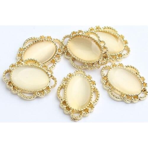 Zinc Alloy Charms Pendants Oval Lace Opal Connector 14*18mm 6pcs/lot For DIY Jewelry Necklace Making Accessories Nickel Free