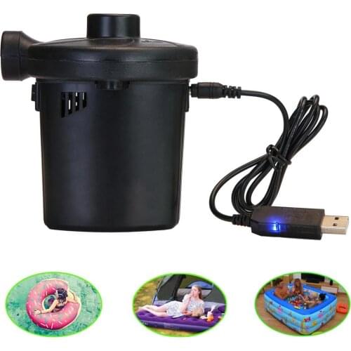 Portable USB Rechargeable Inflator Electric Air Pump Household Mattress Car Auto Air Inflatable Pump Inflator with 3 Nozzles