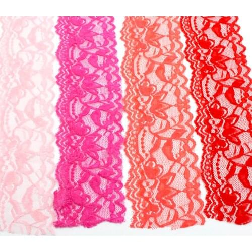 SALE! 2/lot 60mm Elasticity Lace Ribbon DIY Embroidered Net Lace Trim Stretch Fabric For Sewing Decor R0603