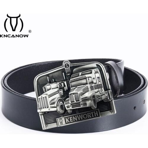 Men Genuine Leather Strap Cowhide Belts For Male Luxury High Quality Brand Kenworth Punk Jeans Truck Driver belt Cinturon Homme