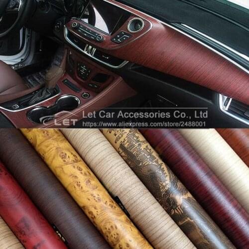 High quality Self-adhesive Vinyl Wood Grain Textured Car Wrap Car Internal Stickers Wallpaper Furniture Wood Grain Paper Film