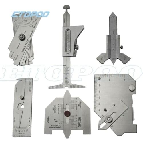 Welding Gauge Weld Inspection Gage Weld Seam Bead/Fillet/Crown Test Ulnar Ruler Degree Angle Measure tool HI-LO PipeFeeler Gauge