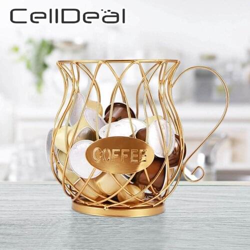 Universal Coffee Capsule Storage Basket Coffee Cup Basket Vintage Coffee Pod Organizer Holder Black for Home Cafe Hotel