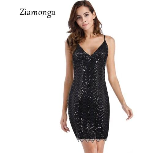 Ziamonga 2020 Women Vintage Sleeveless Sequins Embroidery Tassel Sexy Dress Ladies Mini Dress Slim Chic Fashion Party Dresses