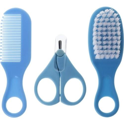 1 Set Baby Grooming Brush Comb Scissors Professional Newborn Kids Nursing Care Nail Cutter Clippers Safe Hair Head Massage