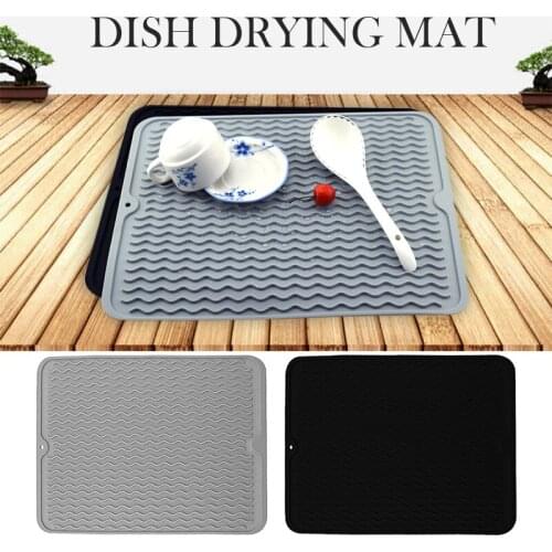 1pc 30x40cm Silicone Dish Drying Mat Heat Resistant Draining Tableware Cushion Multifunctional Dish Cup Draining Pad