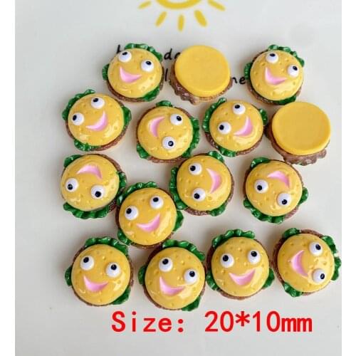 10pcs/lot hot sale Round Smile Hamburger Resin Flat back Cabochon Scrapbook Embellishment DIY Jewelry Phone Decoration