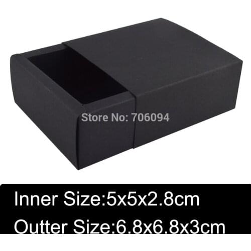 100pcs 6.8x6.8x3cm Black drawer paper box handmade Black gift Candy box custom slide box logo