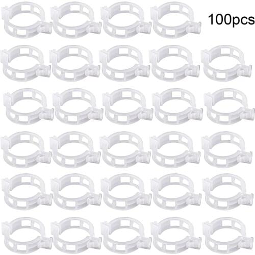 100pcs Plant Support Clips Plastic Connects Vegetables Clamps Grafting Vine Wire Nets Greenhouse White Tool Tomato Growing Clamp