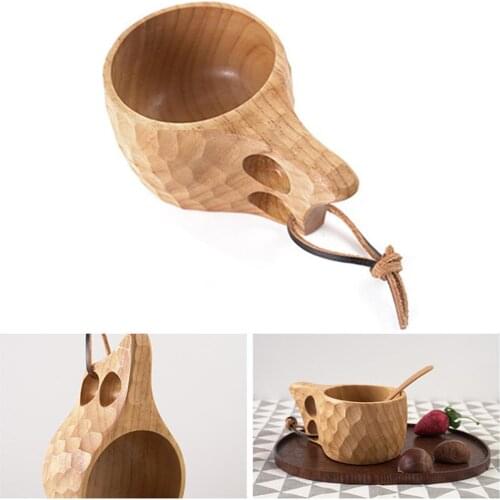 200ml Portable Wooden Mug Cup Wooden Cup With Lanyard Coffee Mug Wooden Tea Milk Cups For Camping Hiking Survival Tea Cup
