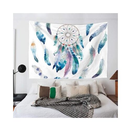 200x150cm Dream Catcher Hippie Tapestry Colorful Wall Hanging Psychedelic Bohemian Feather Wall Tapestries for Bedroom Decor