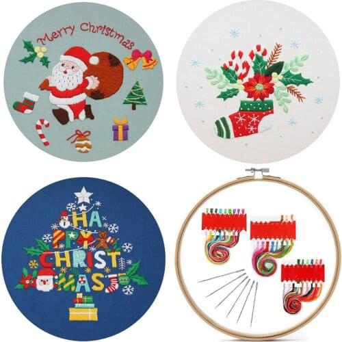 3 Pack Christmas Embroidery Kit for Beginners Christmas Embroidery Set Embroidery Pattern Christmas Decor English Manual