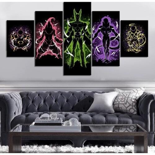 5 Piece Wall Art Canvas Anime Dragon Image Saiyan Figure Prints Home Modular Decor Posters Modern Bedroom Decoration Paintings