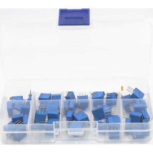 50Pcs/Lot 3296W Multiturn Trimmer Potentiometer Kit High Precision 3296 Variable Resistor 500R 1K 2K 5K 10K 20K 50K 100K 200K 1M