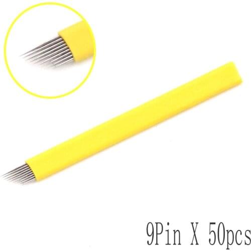 50pcs professional permanent laminas para tebori eyebrows microblading 9 pin for tattoo pen