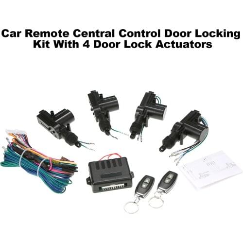 Car Door Lock Keyless Entry System Remote Central Control Door Locking Kit Universal With 4 Door Lock Actuators