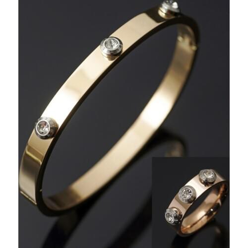 Fashion Stainless Steel Jewelry Set 3 Crystals Roman Numerals Bangle Bracelet Classic Finger Rings For Men Women Jewelry Gifts