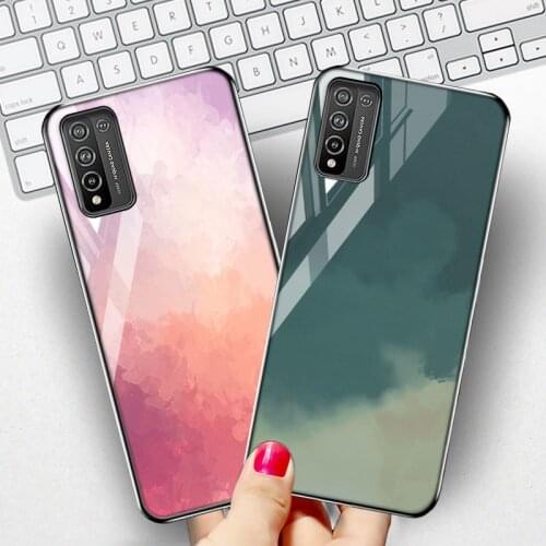 Honor 10X Lite Case Luxury Watercolor Tempered Glass Phone Fundas Honor 20 Pro 10i 10 9 9X 9A 8A 8X 8C 9C 9S X 20S Covers Coques