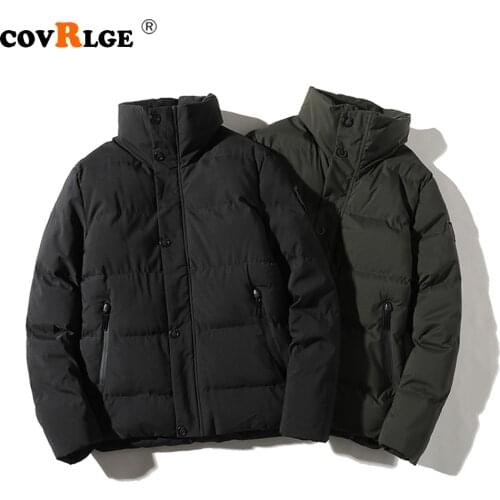 Covrlge Winter Clothes Men Winter Brand Warm Thick Stand-up Collar Warm Mens Jacket Simple Fashion Mens Cotton Parkas MWM108