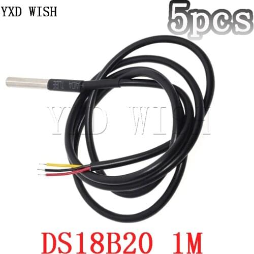 5PCS DS18B20 Temperature Sensor Waterproof Digital Thermal Probe Sensor with Heat Resistance 1M 2M 3M Cable For Arduino Sensors