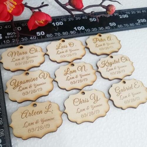 Custom Wooden Tags, Personalized Wedding Favor Tags, Custom Name Wooden Rustic Favors, Wedding Party Favor Decoration