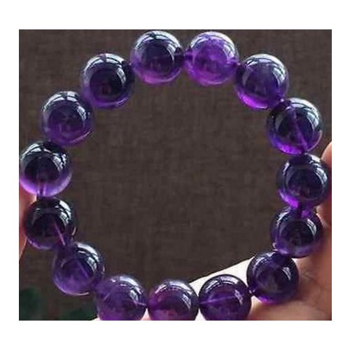 10mm Natural Brazil Amethyst Quartz Crystal Round Beads Stretch Bracelet