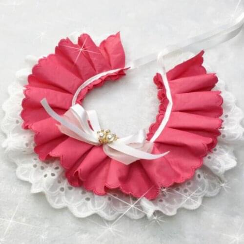 Pet Cat Dog Accessories Bow-Knot Ties Handmade Puppy Collar Lace Bib Neckties Adorn Pearl Bell For Small Dogs Grooming Supplies