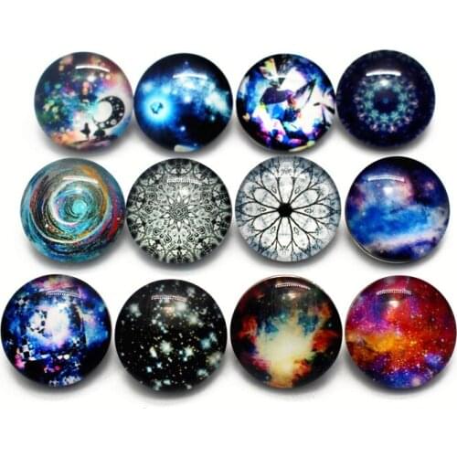 Hot selling 10pcs/lot Wormhole outer space 18mm Print Glass Snap Buttons Fit DIY Snap Bracelets&Bangles Jewelry