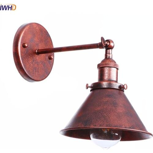 IWHD Rust Retro Industrial Wall Light LED Bedroom Stair Bathroom Iron Metal Edison Vintage Wall Sconce Beside Lamp Home Lighting