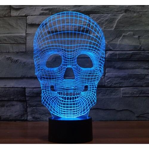 Customization Of Skull 3d Visual Lamp Colorful Touch Nightlight Manufacturers Usb 3d Light Fixtures Gift Childrens Toys