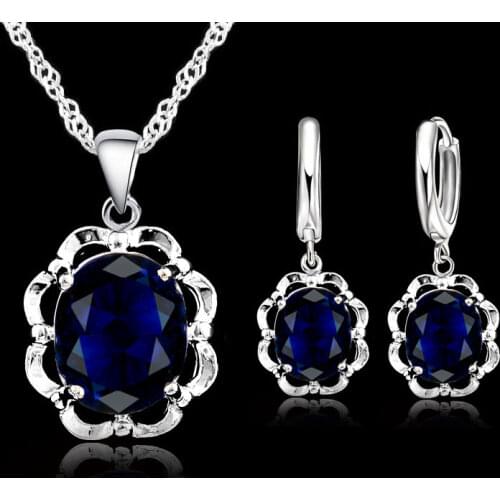 Shinning 925 Sterling Silver Bridal Jewelry Sets For Wedding Accessory Women Heart Cubic Zirconia Necklaces Earring Set