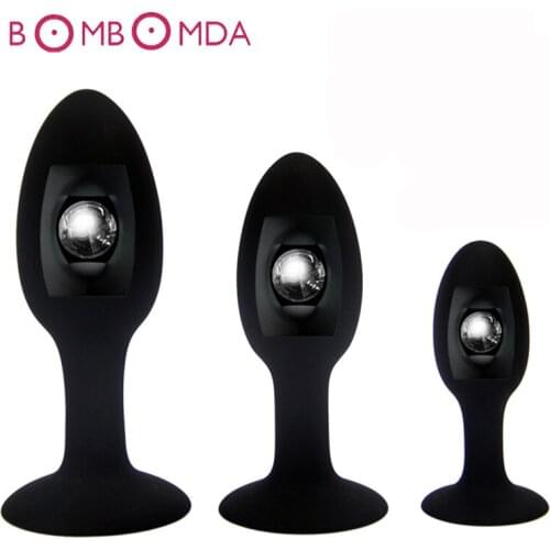 Metal Ball Inside Anal Beads Plug Silicone Prostate Massage Vagina Anus Muscles Stimulate Trainer Adult Sex Products for Couples