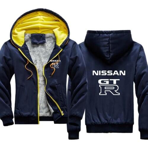 Mens Hoodie winter Warm Slim Plus velvet thickening men GTR Car Logo Print Harajuku Mens Hoodie