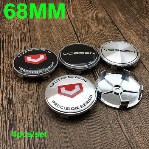 4PCS/SET Car Logo For Vossen 68MM PVC Wheel Center Caps Emblem Wheels Rim Badge Covers Chrome 6.8CM 65mm StickerAuto Accessory