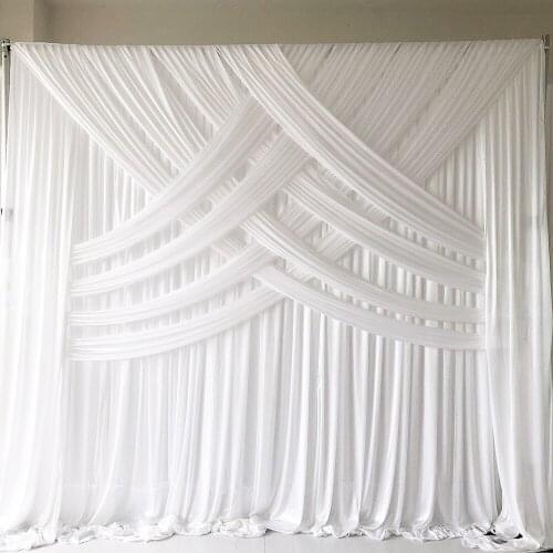March New Arrival 3m H x3m W 1 Piece Hot Sale White Cross Drapes Ice Silk Curtain Wedding Backdrop