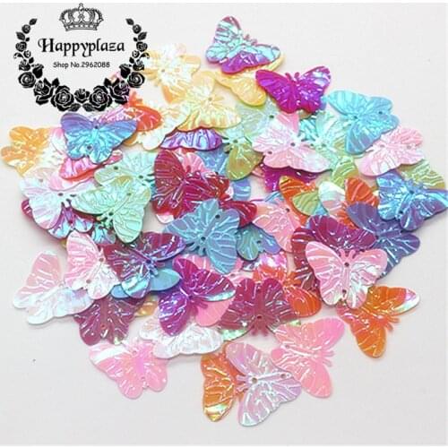 30g/pack 18*22mm Mix Colors Shiny AB Butterfly PVC Loose Sequins Paillettes Wedding Sewing Craft DIY