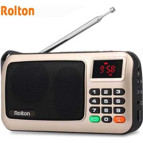 Rolton W405 Portable FM Radio USB Wired Computer Speaker Receiver LED Display Support TF Card Play With Flashlight Money Verify
