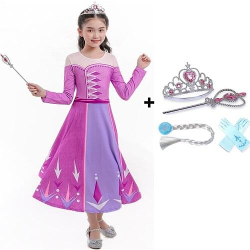 Anna Princess Dress Girls Halloween Party Dresses Kids Dress up Children Girls Cosplay Costume Kids Girl Christmas Clothing