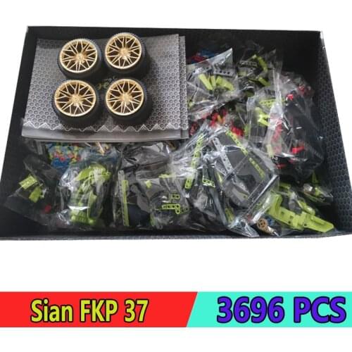 Super Car 42115 Lamborghinis Sian FKP 37 Building Blocks Racing Model With LED Light 3696Pcs Bricks Education Toy Kid Gifts