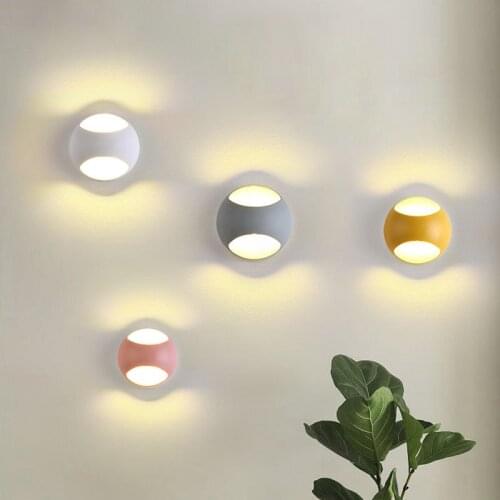 LED Wall Lamps 5W 100V-220V Living Room Light Fixtures Indoor Wall Lights Chromatic Background Kids Room Stair Mirror Lighting