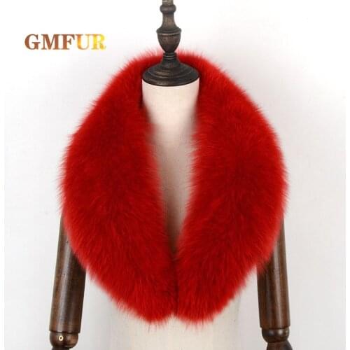 100% Real Fox Fur Collar Ladies Luxury Large Size Fashion Warm Shawl Winter Coat Jacket Scarf Women Length 110CM