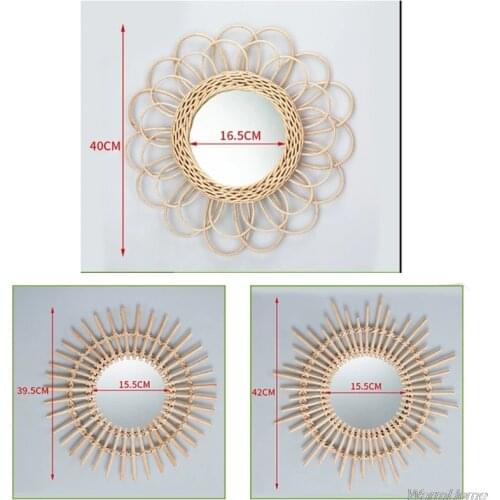 Rattan Innovative Art Decoration Round Makeup Mirror Dressing Bedroom Bathroom Wall Hanging Mirrors F17 21 Dropshipping