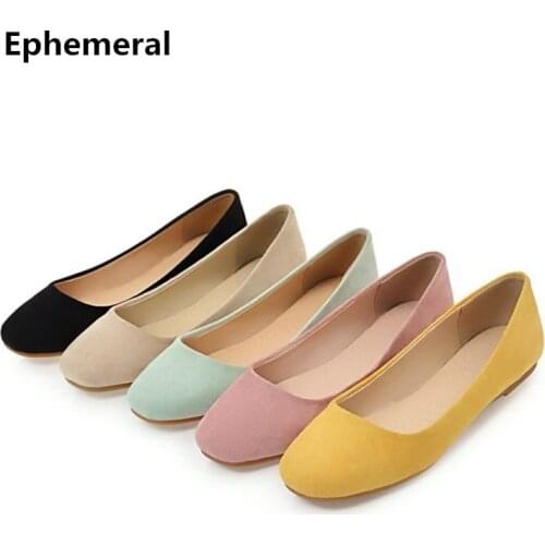 Womens European And American Style Square Toe Flock Big Size 34-43 No Heel Loafers Flat Shoes OL Brethable Flattie Slip-On Pink